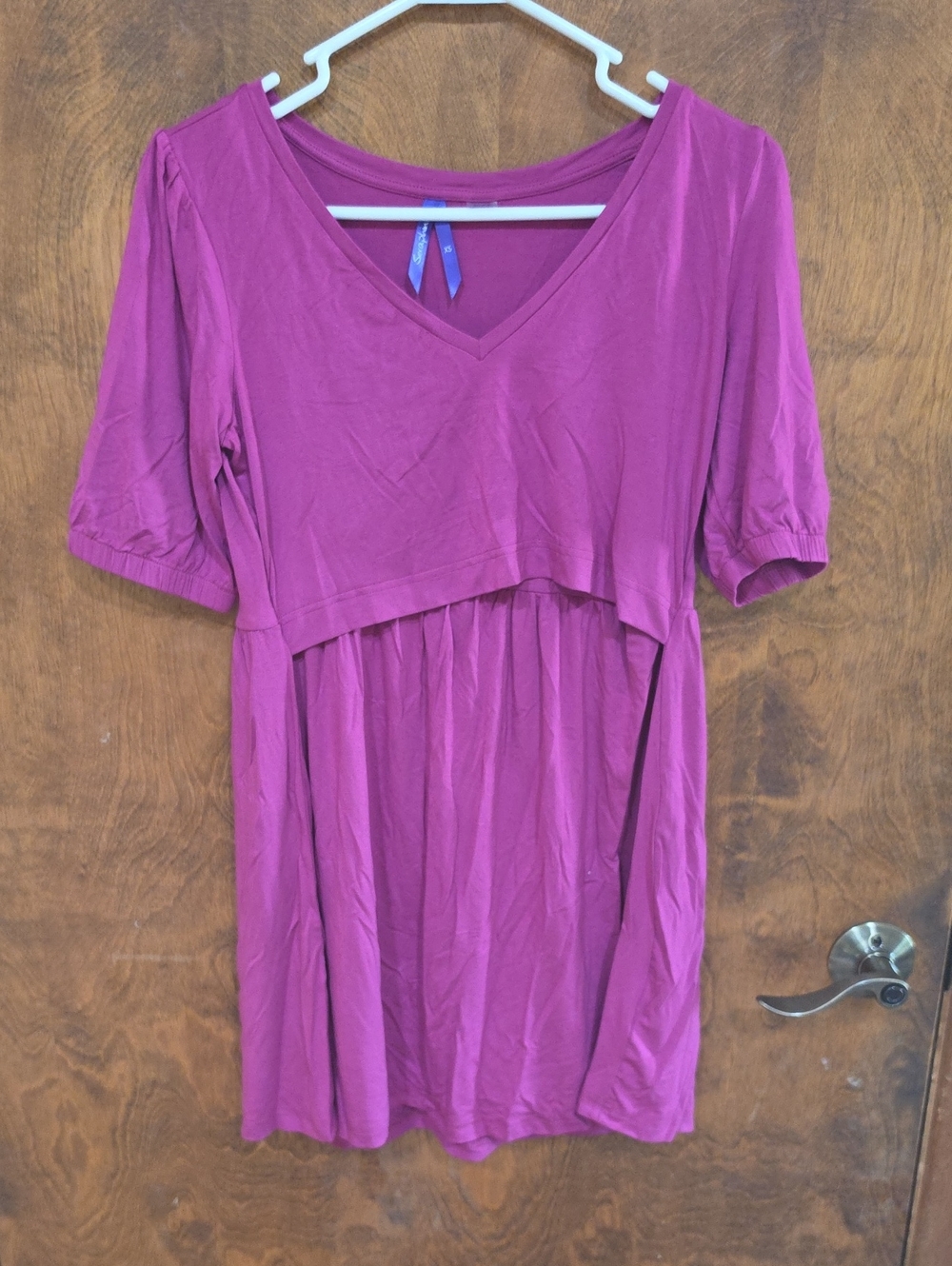 Maternity And Nursing - Seraphine Magenta V-Neck Layered Midi Dress